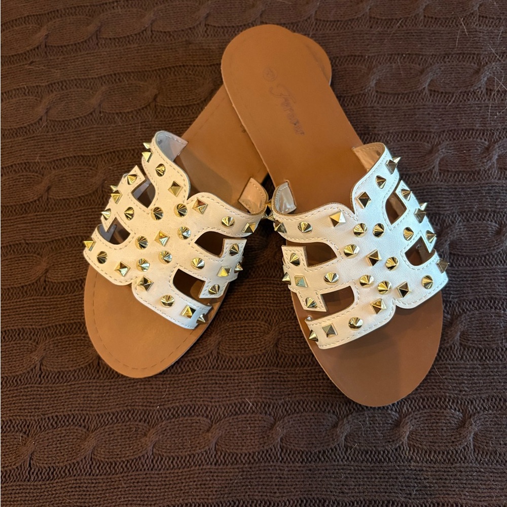 Studded Sandals/Slides-White-NWT